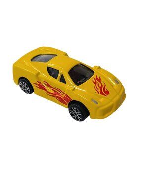 Yellow Flame Sports Car Diecast 1:64 Loose Unbranded Toy Vehicle